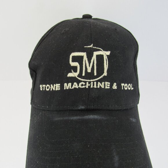 SMT Stone Machine & Tool Embroidered Logo Men's Black Adj Strap Back Cap Hat - Picture 1 of 8